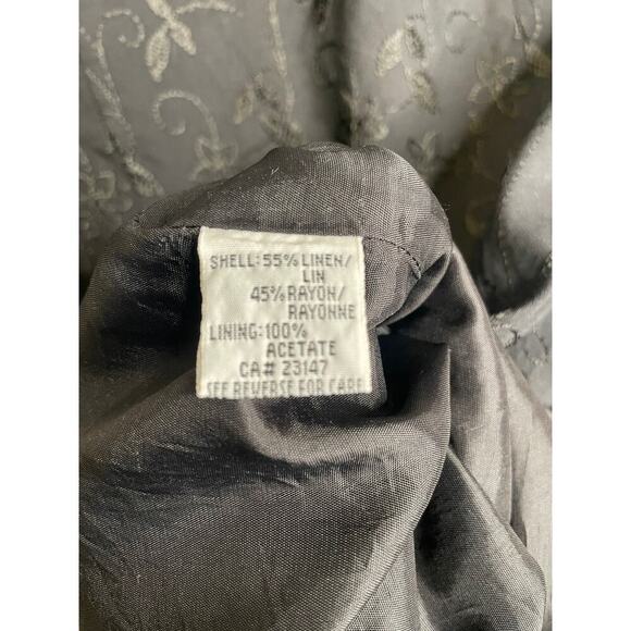 Talbots Lined Black Floral Embroidered Short Sleeve Dress Linen Blend - Picture 4 of 7